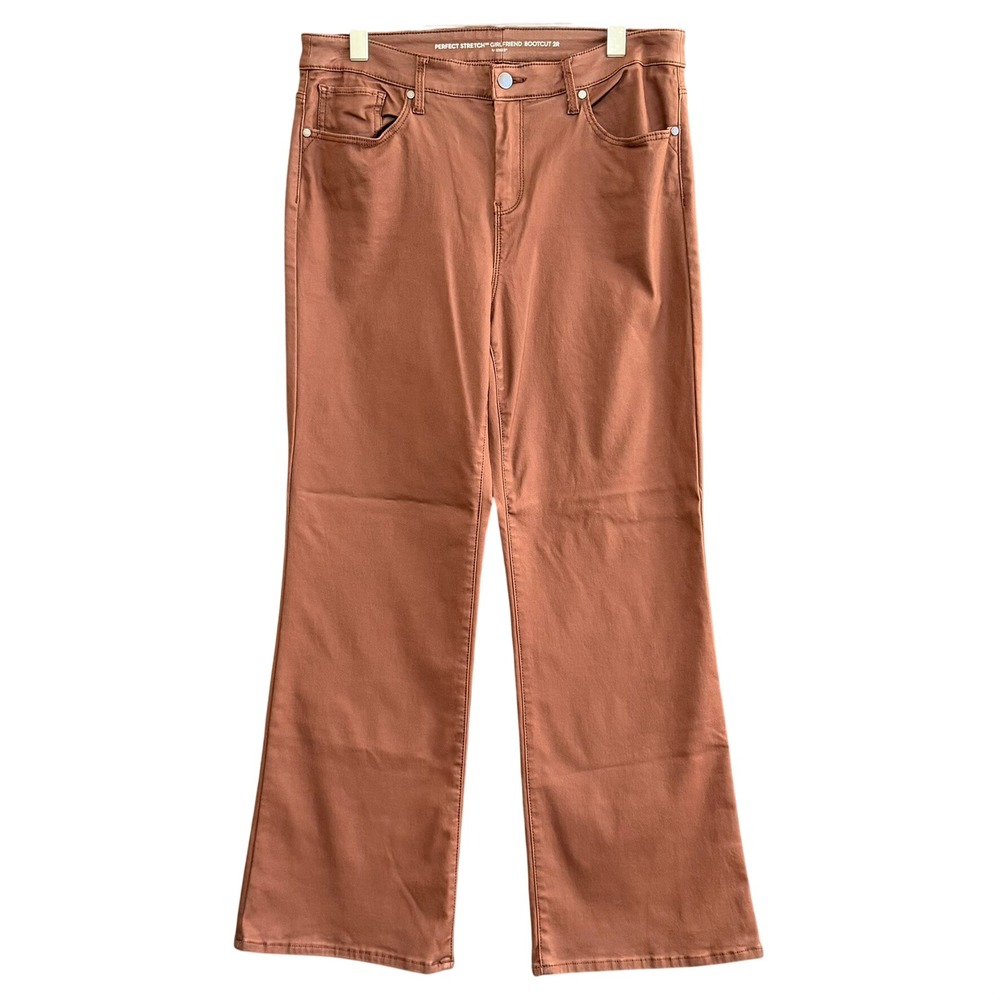 Chicos Bootcut Faux Leather Trousers‎ Brown Sz2 (12) Cowgirl Rodeo Date Night